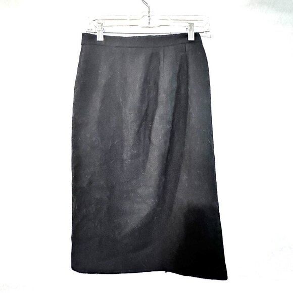 LOUIS FERAUD Wool Vintage Black Pencil Skirt Tweed Size 4 - Picture 1 of 7